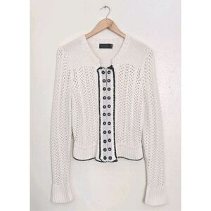 The Limited Cream Wool Blend Knit Button Front Cardigan Womens Size Medium